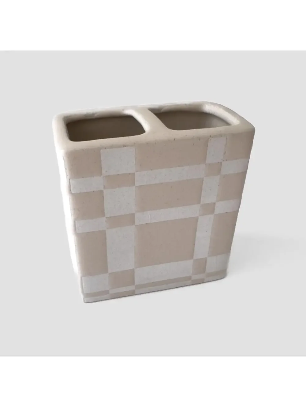 New Koolaburra by UGG‎ Modern Ceramic Plaid Toothbrush Holder